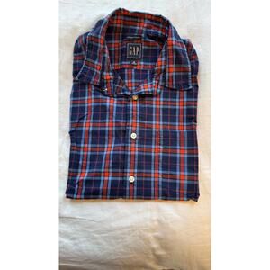 GAP Plaid Red and Blue Untucked Fit Stretch - Size M